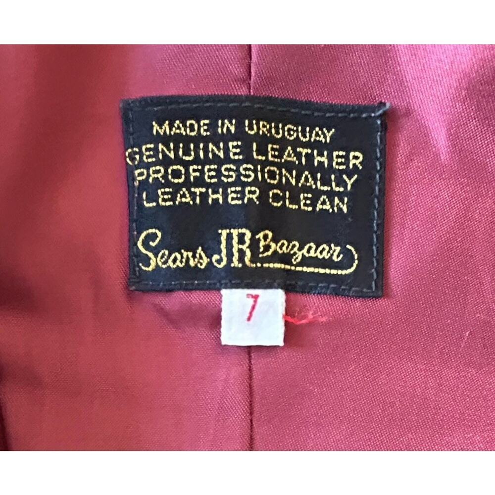 VTG 70s Sears JR Bazaar Leather Trench Coat Women's 7 Rust Red Retro Chic Disco - Picture 16 of 16